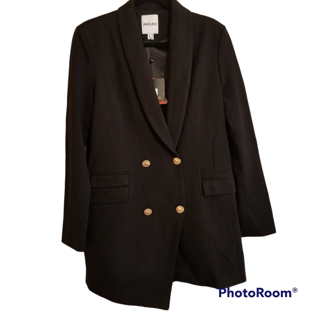 UNIQUE21 Women Luxe Stain Breasted Asymmetric Blazer Dress/ Size 12 NWT - Picture 9 of 9